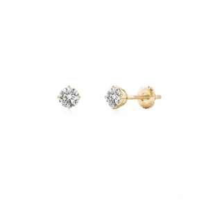 Basket-Set Solitaire Diamond Stud Earrings